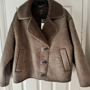 Primark Brown Teddy Jacket with Button Detail